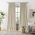 DUALIFE Natural Birch Pinch Pleated Blackout Curtains 108 in - Full