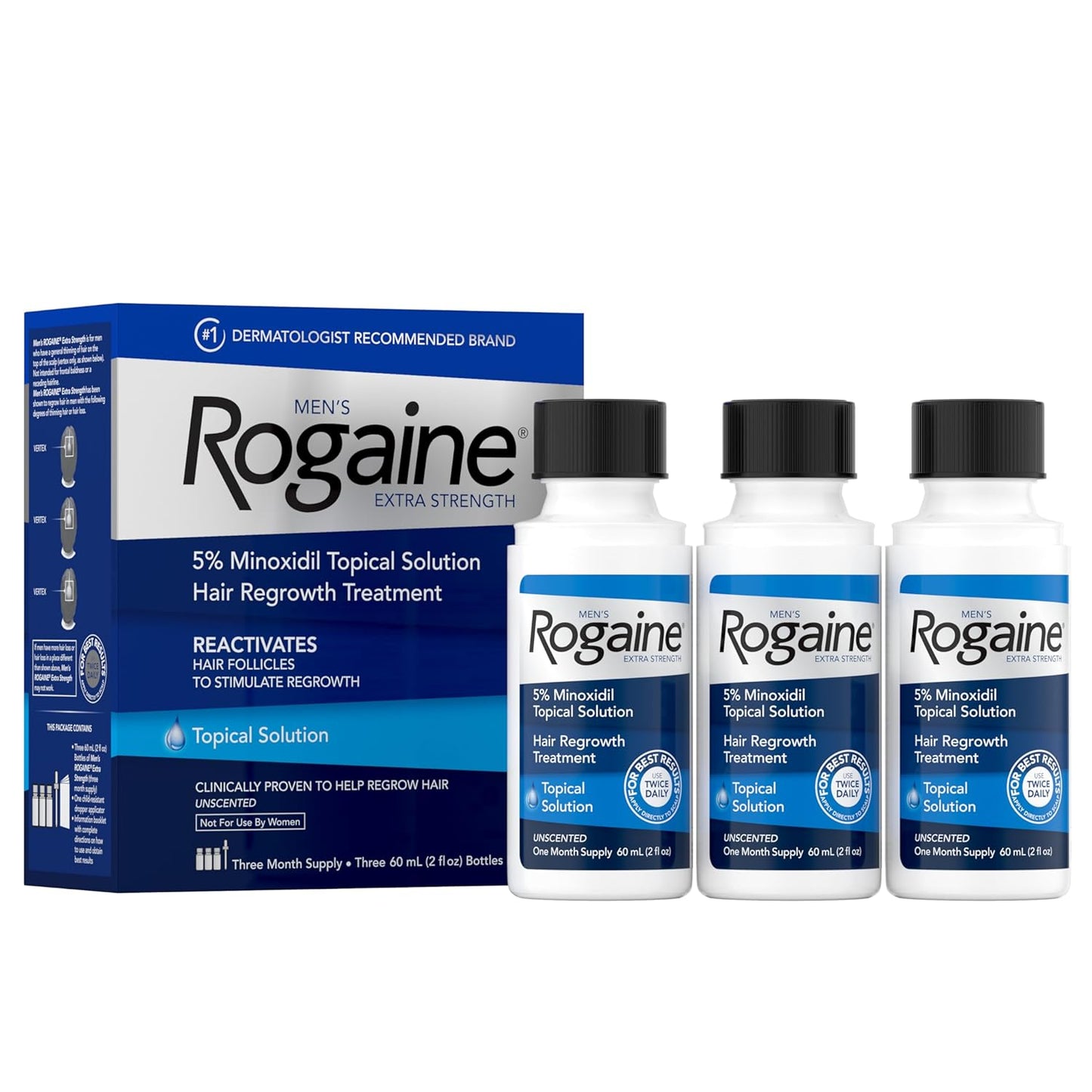 Mens Rogaine Extra Strength 5% Minoxidil for Hair Regrowth