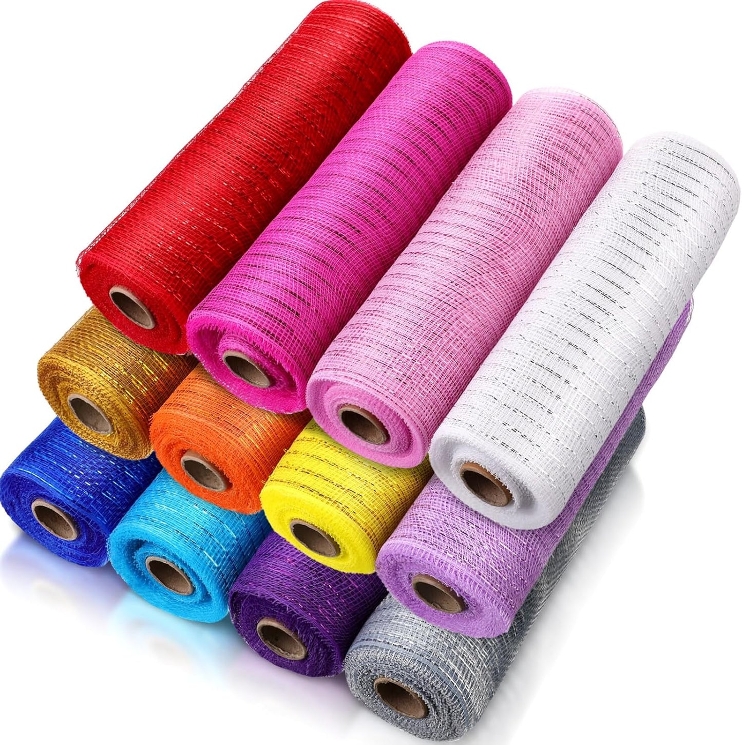 Timgle 12 Rolls 10 Inch Deco Mesh Ribbons for Crafting Projects