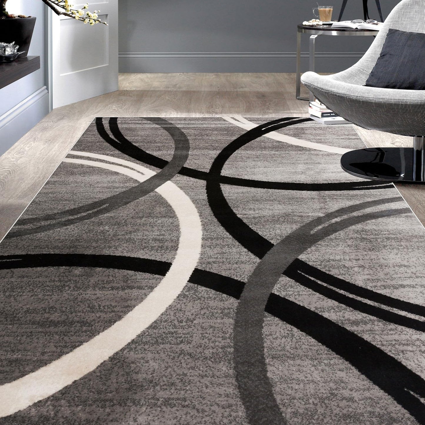 Wavy Circles Design Area Rug for Kitchen, Entryway, or Office