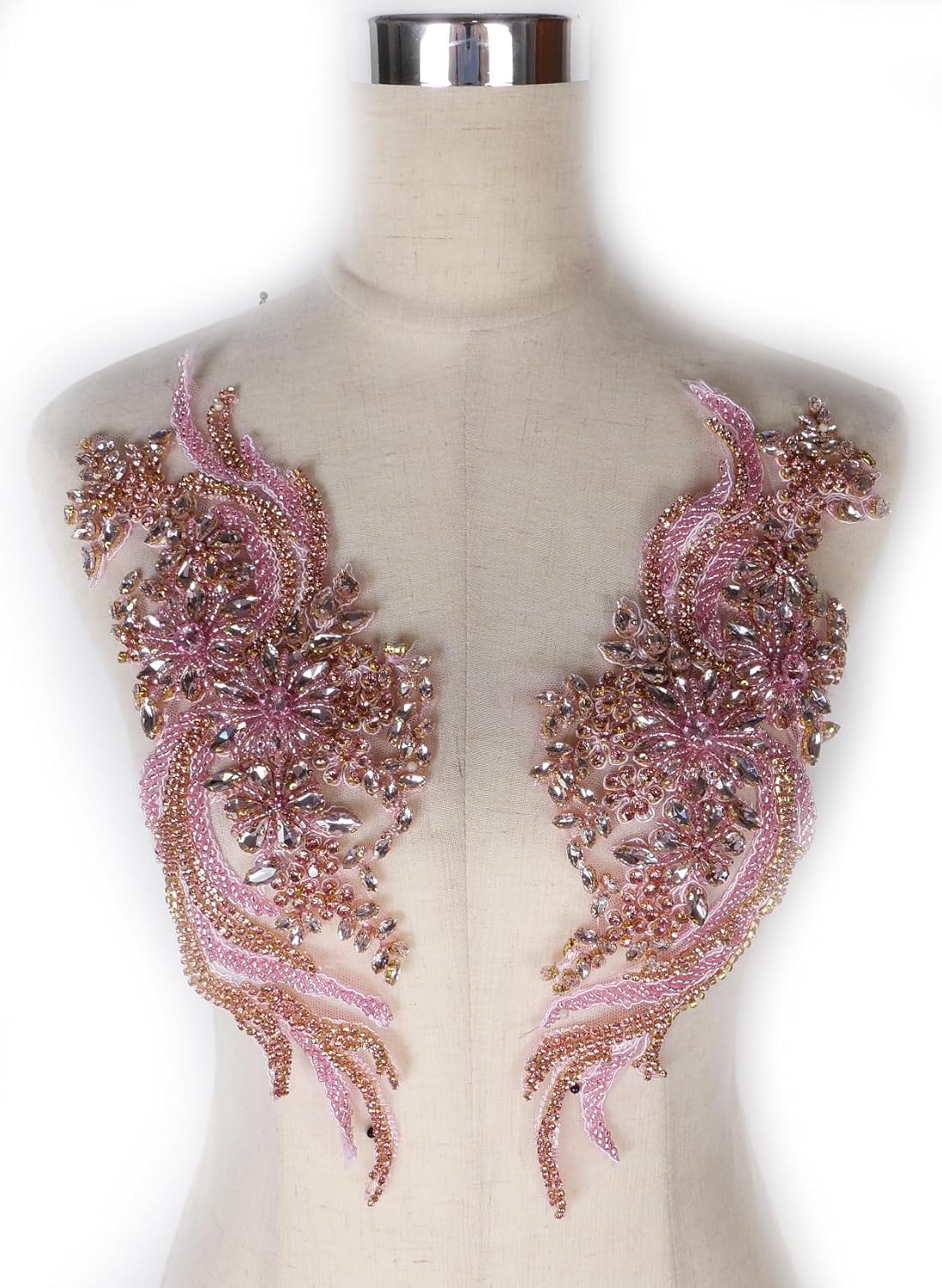 Hand-Made Beaded Rhinestones DIY Clothing Appliques Patch for Dress