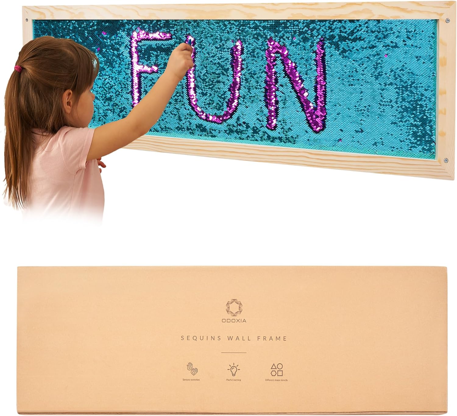 ODOXIA Sequin Sensory Wall Frame for Kids' Creativity and Fun