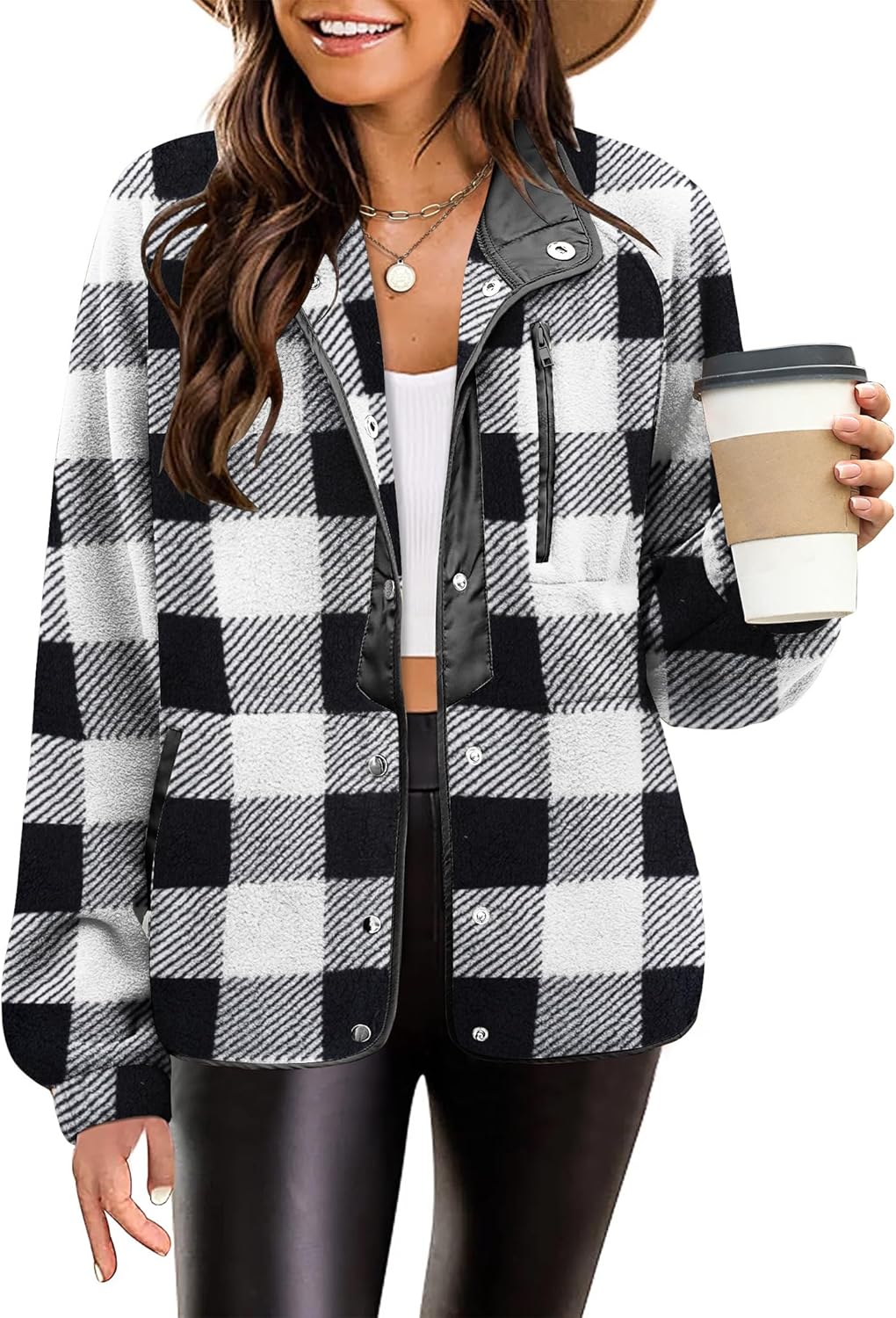 Cozy Fleece Jacket for Women with Western Aztec Print Style