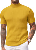 Men's Mock Turtleneck Short Sleeve Sweater Tee - Lightweight Ribbed