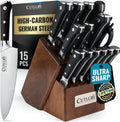 Cutluxe 15-Piece Knife Set with Walnut Block - Precision Cutting