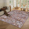 Washable Area Rug 8 ft x 10 ft - Non-Slip Vintage Bohemian Purple