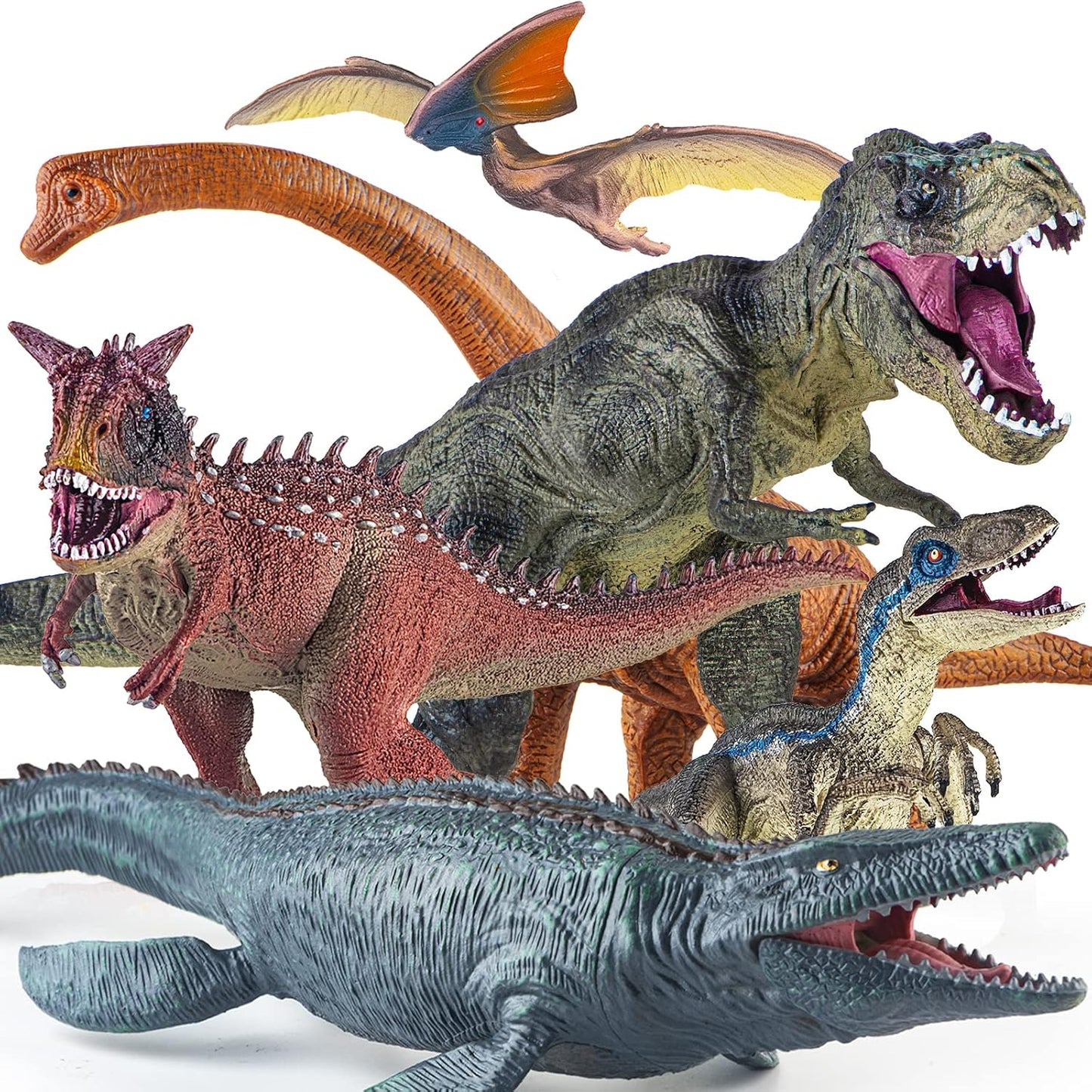 6 Pack Big Dinosaur Toys Set for Kids - Realistic Dino Fun