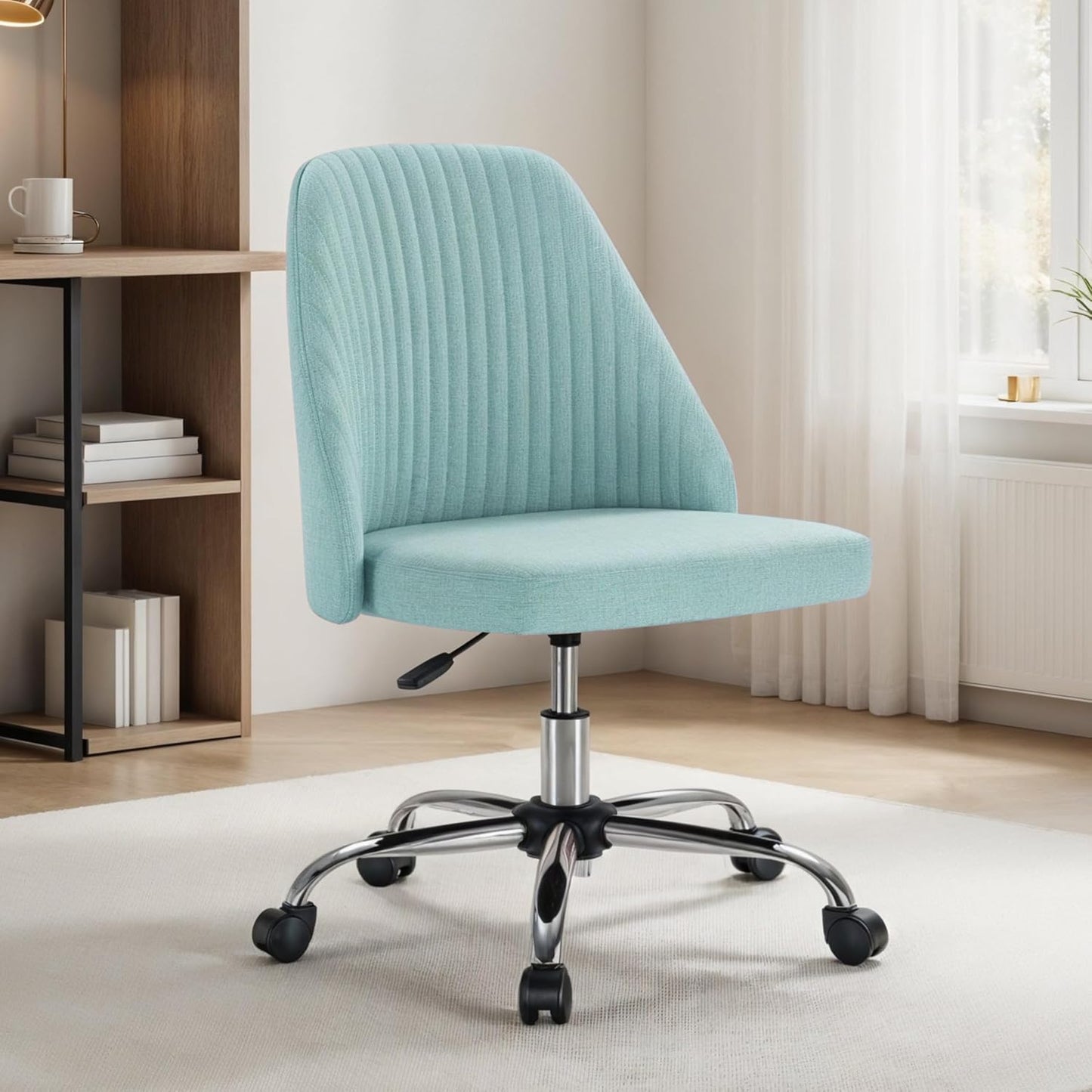 Height-Adjustable Swivel Office Chair in Teal