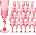 Plastic Champagne Flutes 24PCS Red Reusable Wine Goblets - Retro