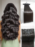 Clip Ins Hair Extensions Black Remy Human Hair - Seamless Length