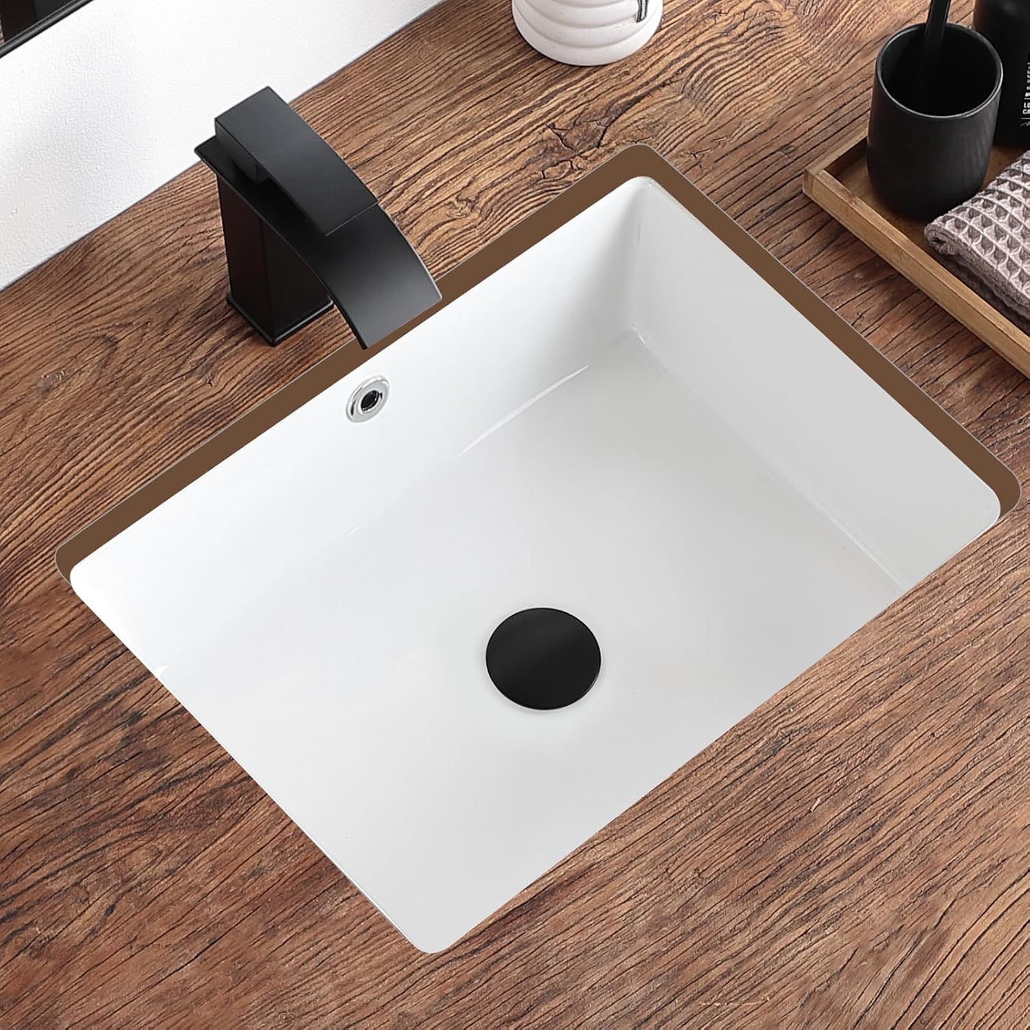 18 Inch Undermount Bathroom Sink White Rectangular Porcelain