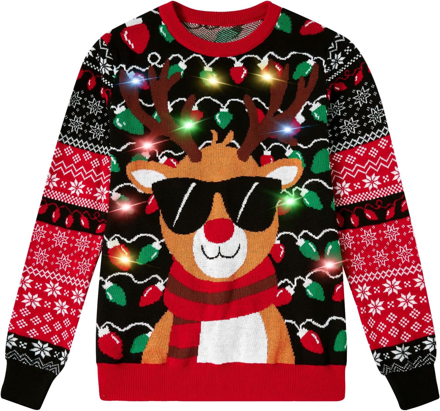 ADUKIDE Boys Ugly Christmas Sweater with LED Lights for Fun