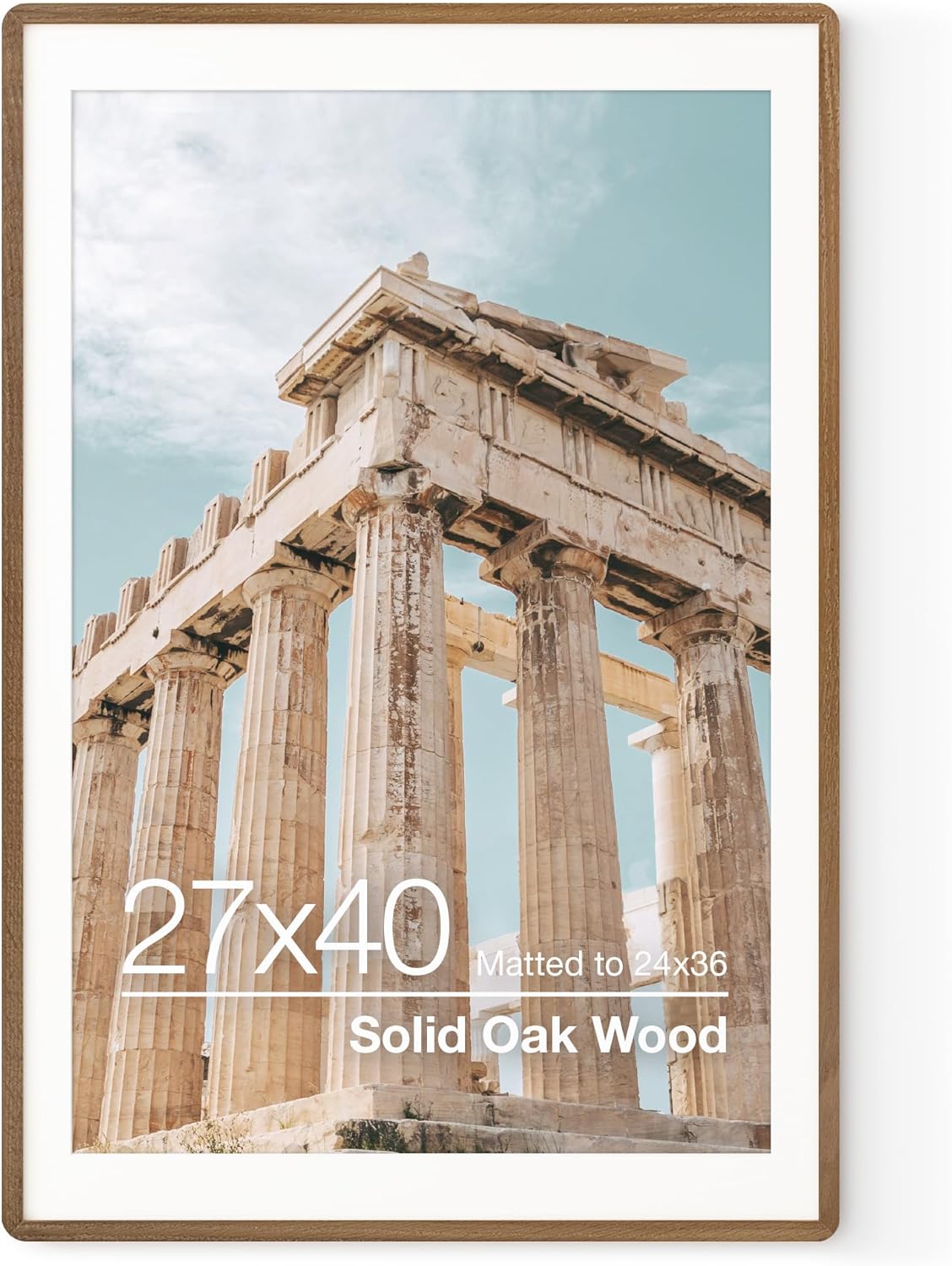 27x40 Inch Poster Frame in Solid Oak Wood for Stylish Display