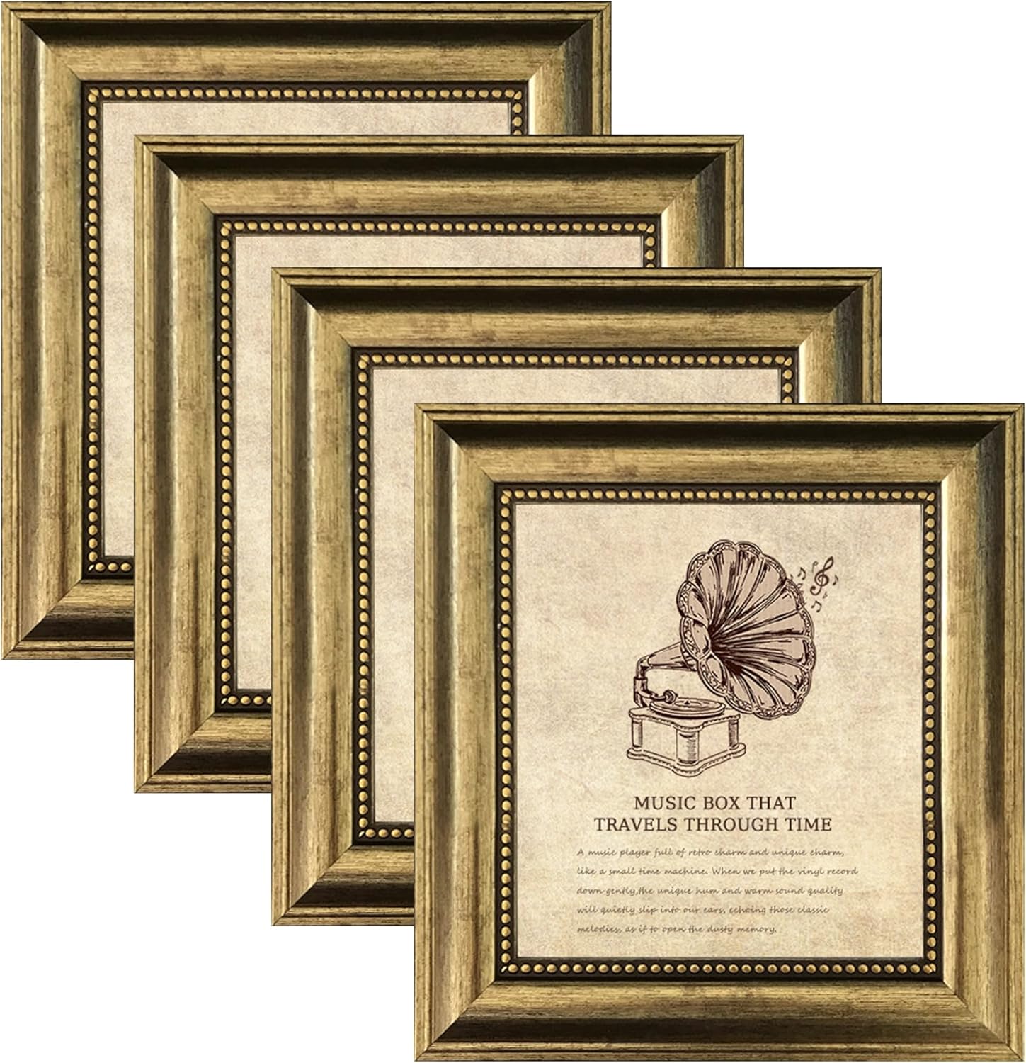 8x8 Vintage Picture Frame Set for Wall Display in Gold