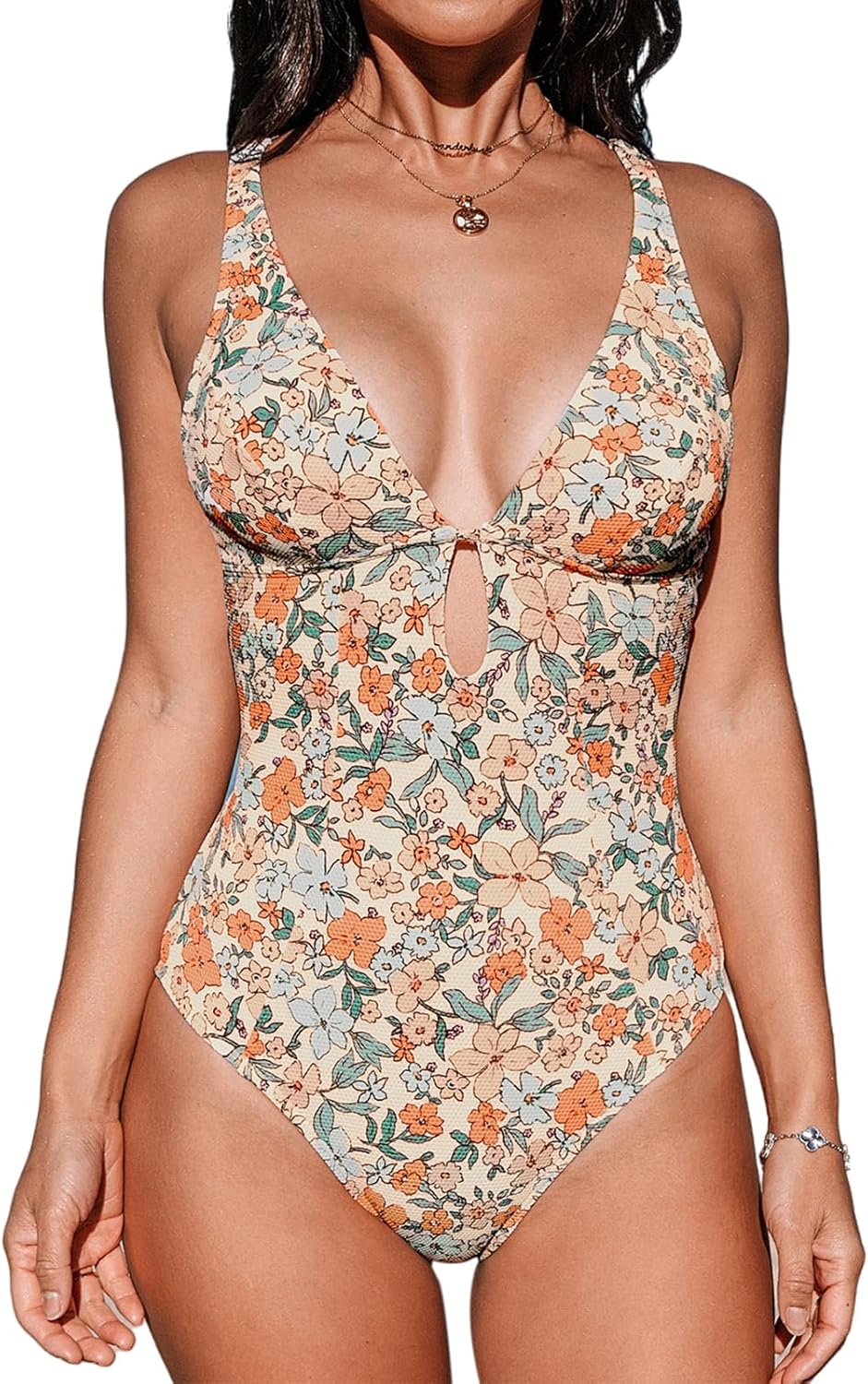 CUPSHE Women's One Piece Swimsuit with Deep V Neck Design