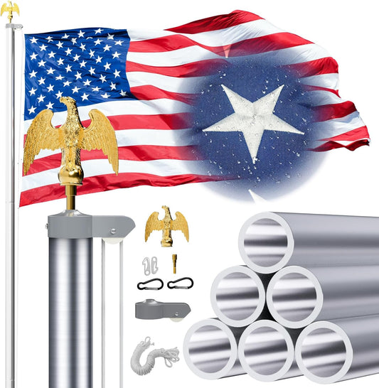 Heavy Duty 25 FT Flag Pole for Outdoor Use with Kit Included