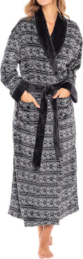 Plush Robe for Women, Long Fleece Winter Bath Robe - Plus Size
