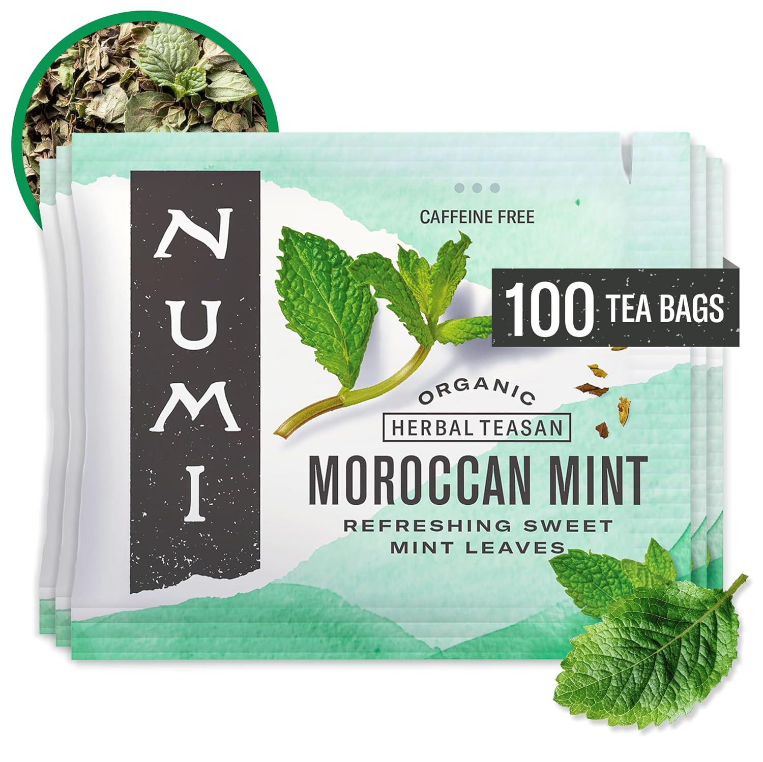 Numi Organic Tea Moroccan Mint Herbal Teasan 100 Count Bags