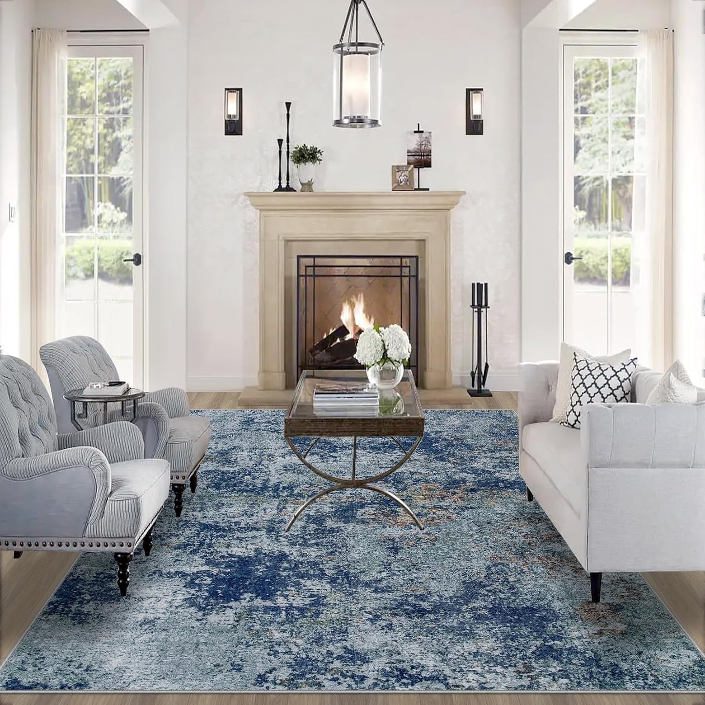 Large Machine Washable Area Rug 9x12 for Living Room Decor