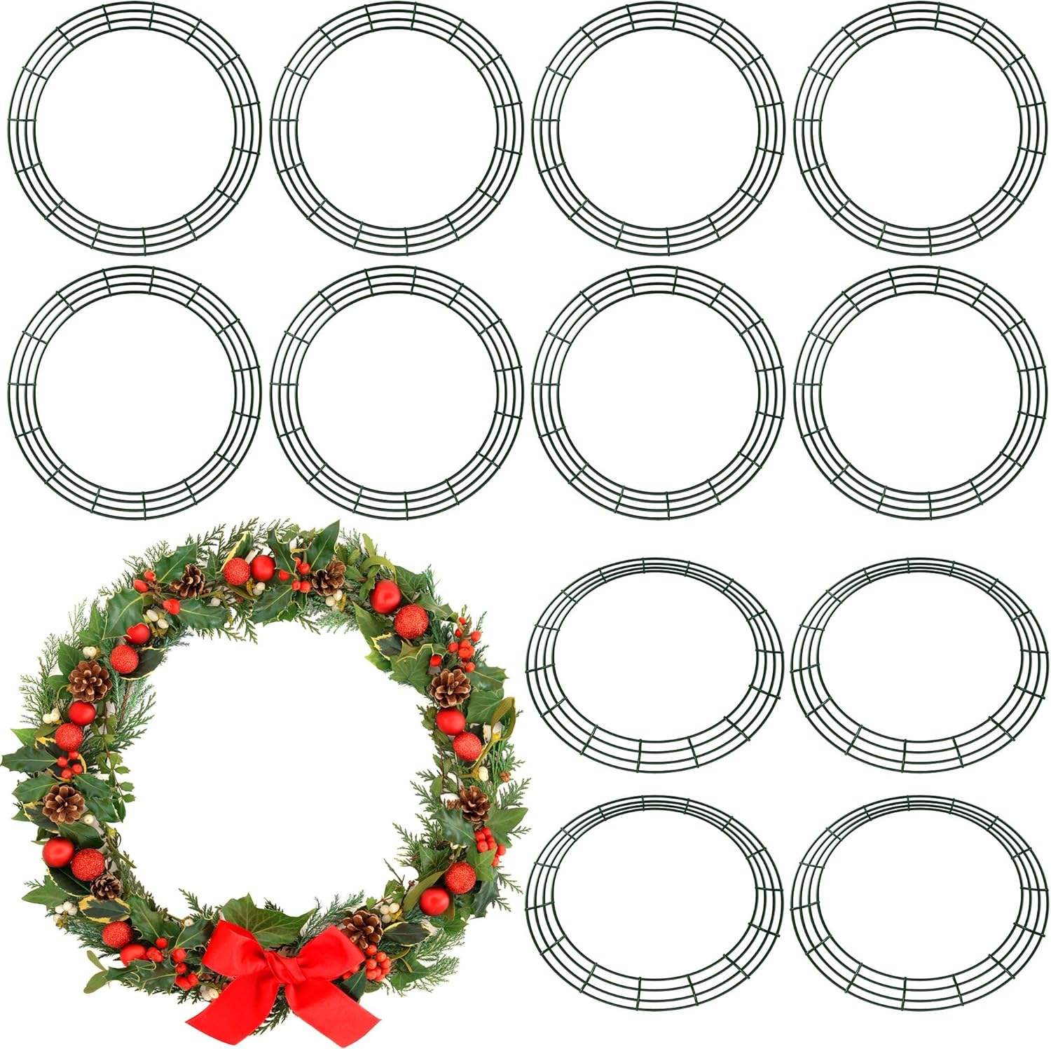 30 Inch Wire Wreath Frame Set for Holiday DIY Decorations