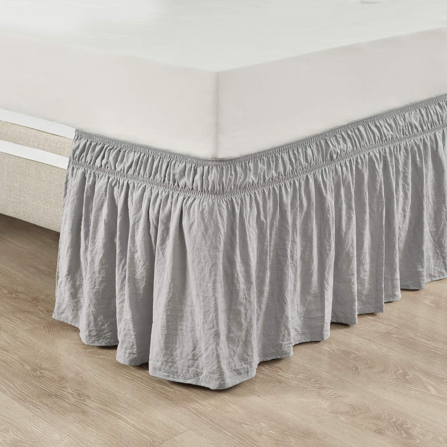 Lush Decor Ruched Ruffle Elastic Bedskirt for Queen/King Beds