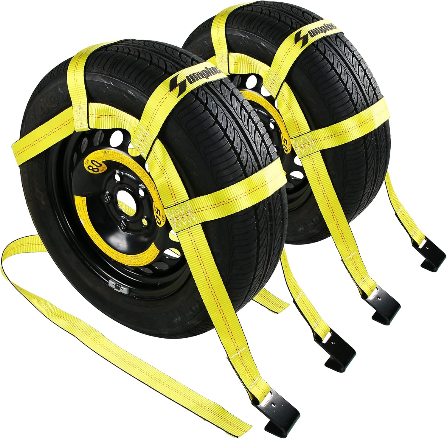 Tow Dolly Basket Straps with Flat Hook for 14-19 Inch Tires