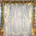 10ft x 10ft White Chiffon Backdrop Curtain with Lights - Elegant Photo