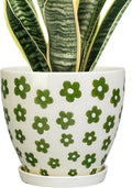 8.2 Inch Plant Pot Ceramic Flower Pot with Drainage - Stylish White