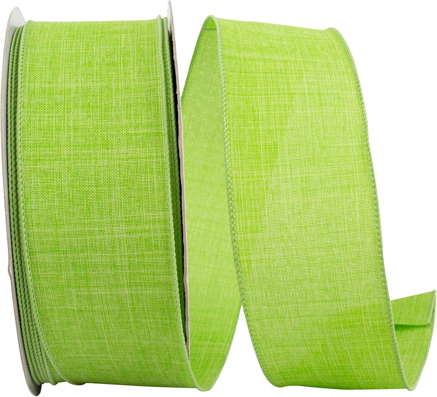 Everyday Linen Value Wired Edge Ribbon in Lime for Crafting