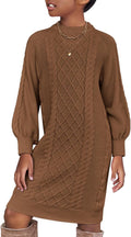 Girl's Sweater Dress Puff Long Sleeve Cable Knit - Cozy Fall Pick