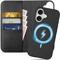 SHIELDON Wallet Case for iPhone 16 6.1 in - Detachable Leather Folio