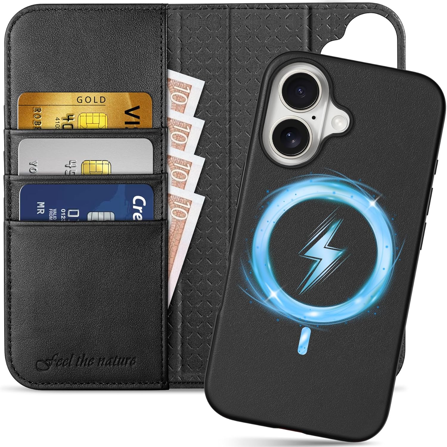 SHIELDON Wallet Case for iPhone 16 6.1in 2024 - Premium Leather