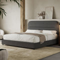 Full Size Boucle Bed Frame with Headboard and Rounded Corners - Cozy