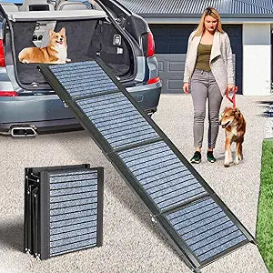 Dog Car Ramp for Medium & Large Dogs - Extra Long & Wide Steps