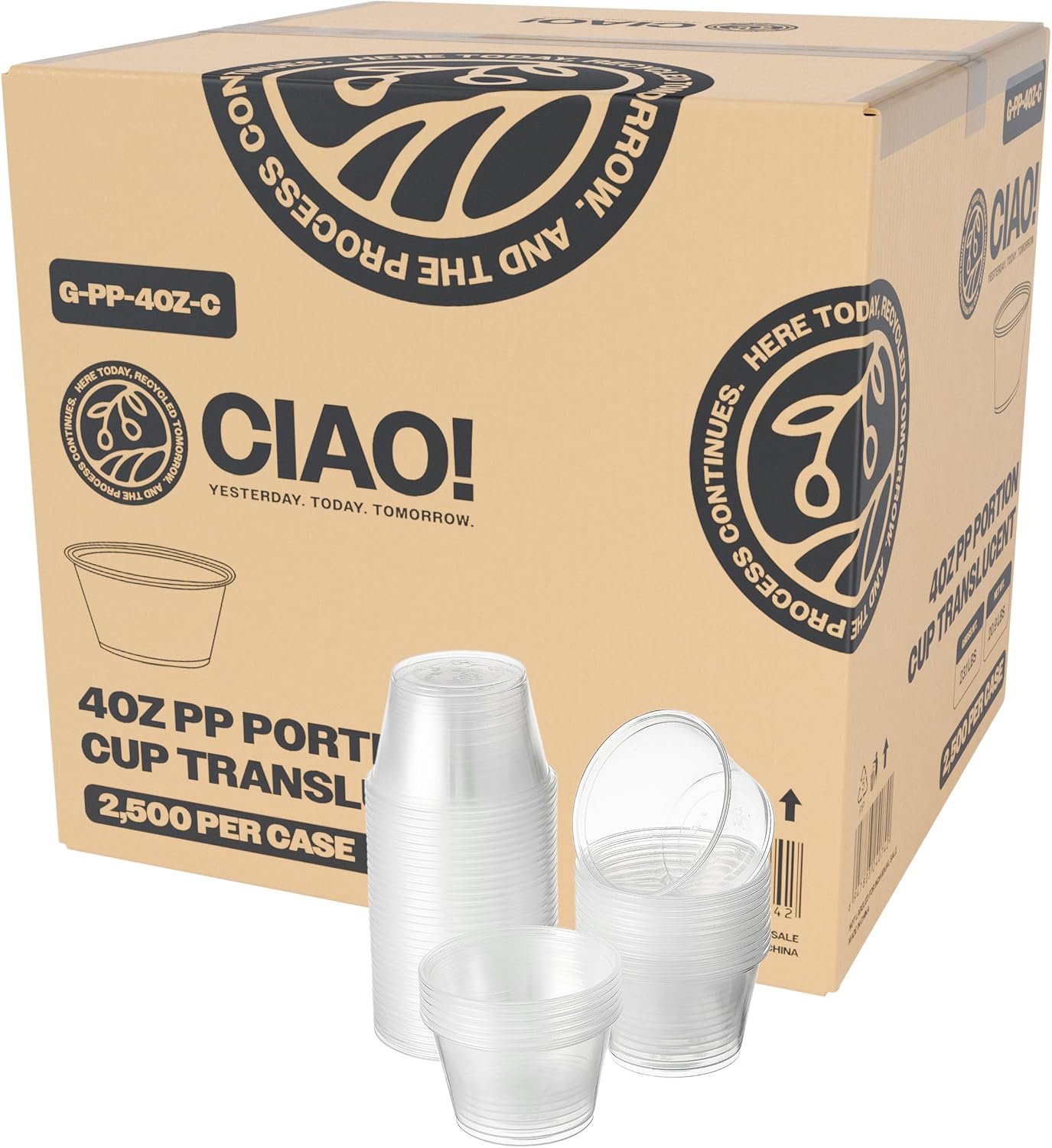 CIAO! 4OZ PP Clear Portion Cups for Fresh Food Storage