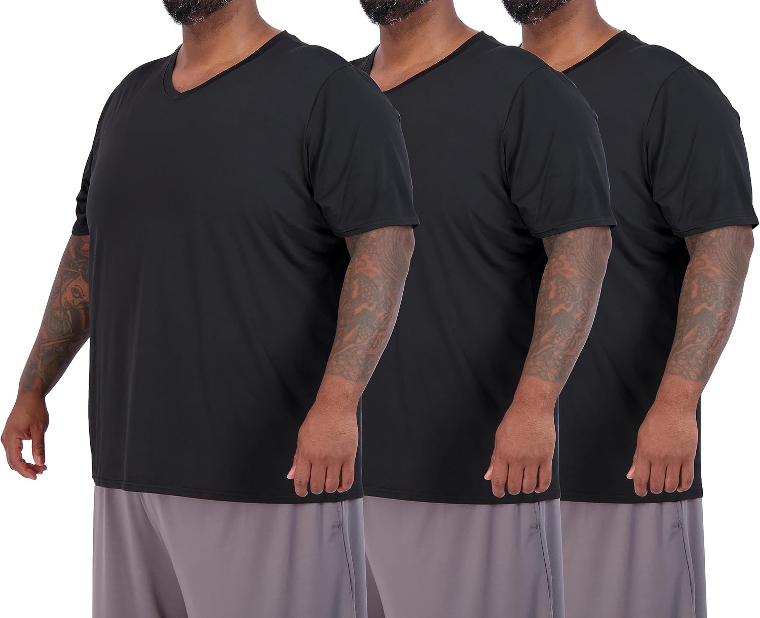 Real Essentials Men's Big & Tall V-Neck Athletic T-Shirts Pack