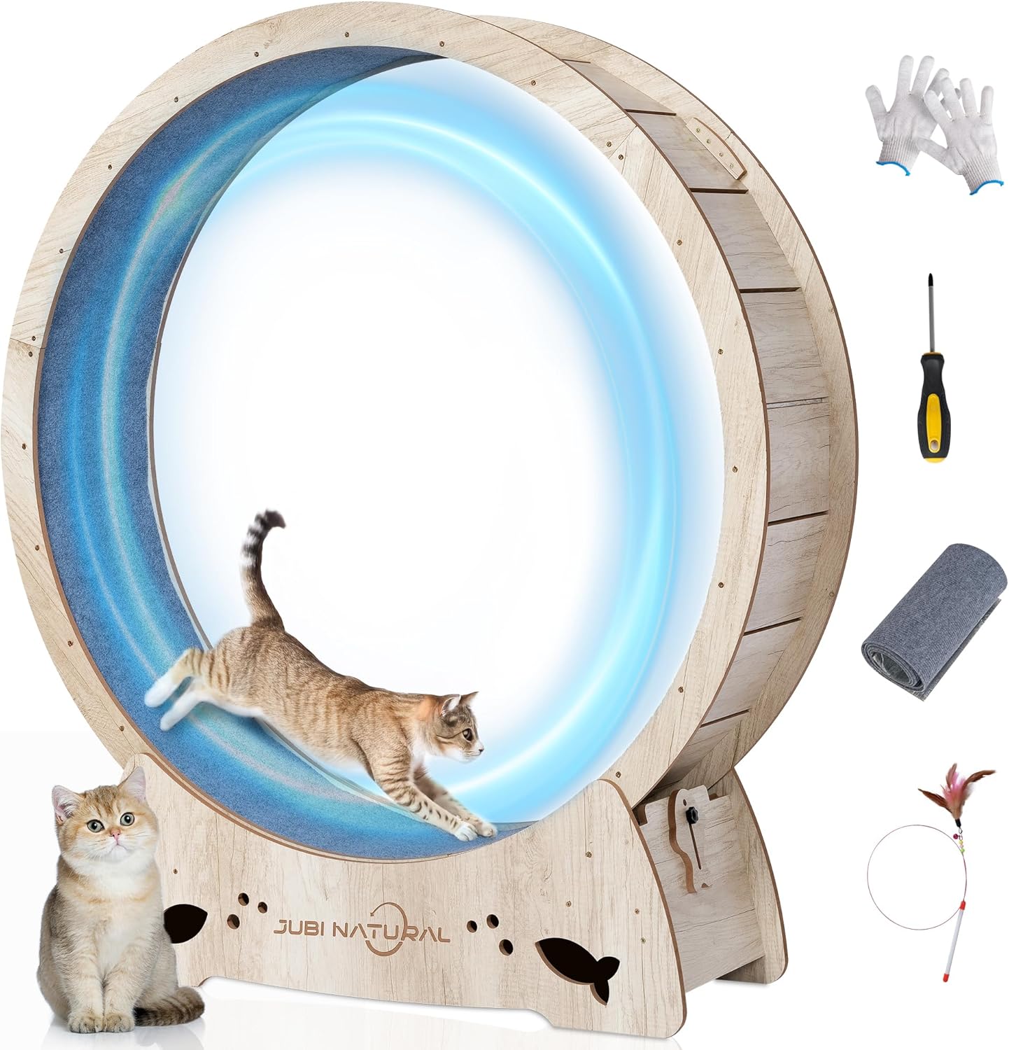 Cat Exercise Wheel for Indoor Cats - 50in Treadmill with Safety Lock