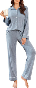 Women's Long Sleeve Lounge Set in Ribbed Knit for Relaxation