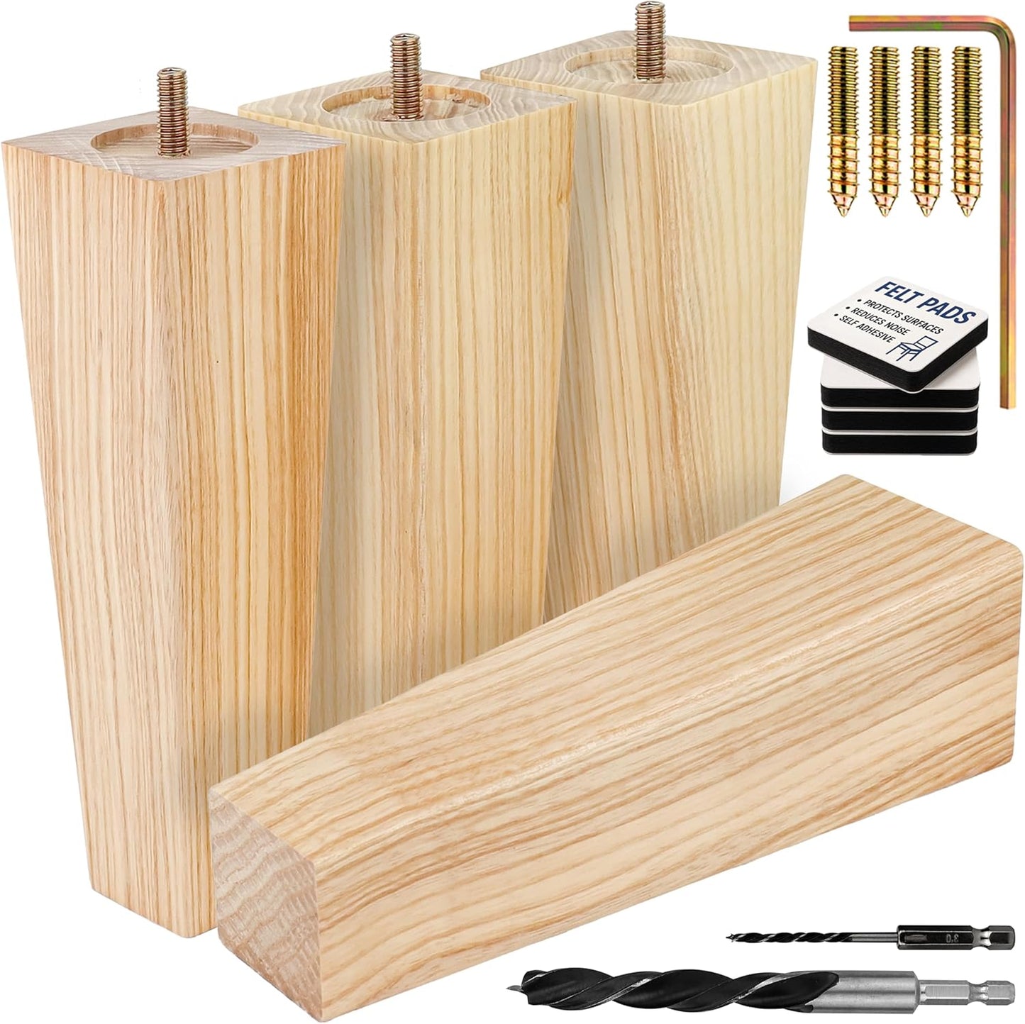 Premium Ash Wood Square Furniture Legs for All Your Needs