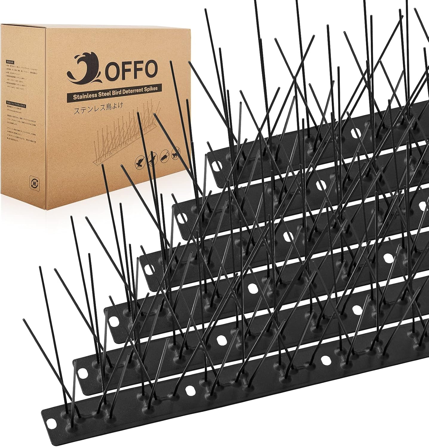 OFFO Black Bird Spikes for Pigeons - Durable 48.7 Feet Coverage