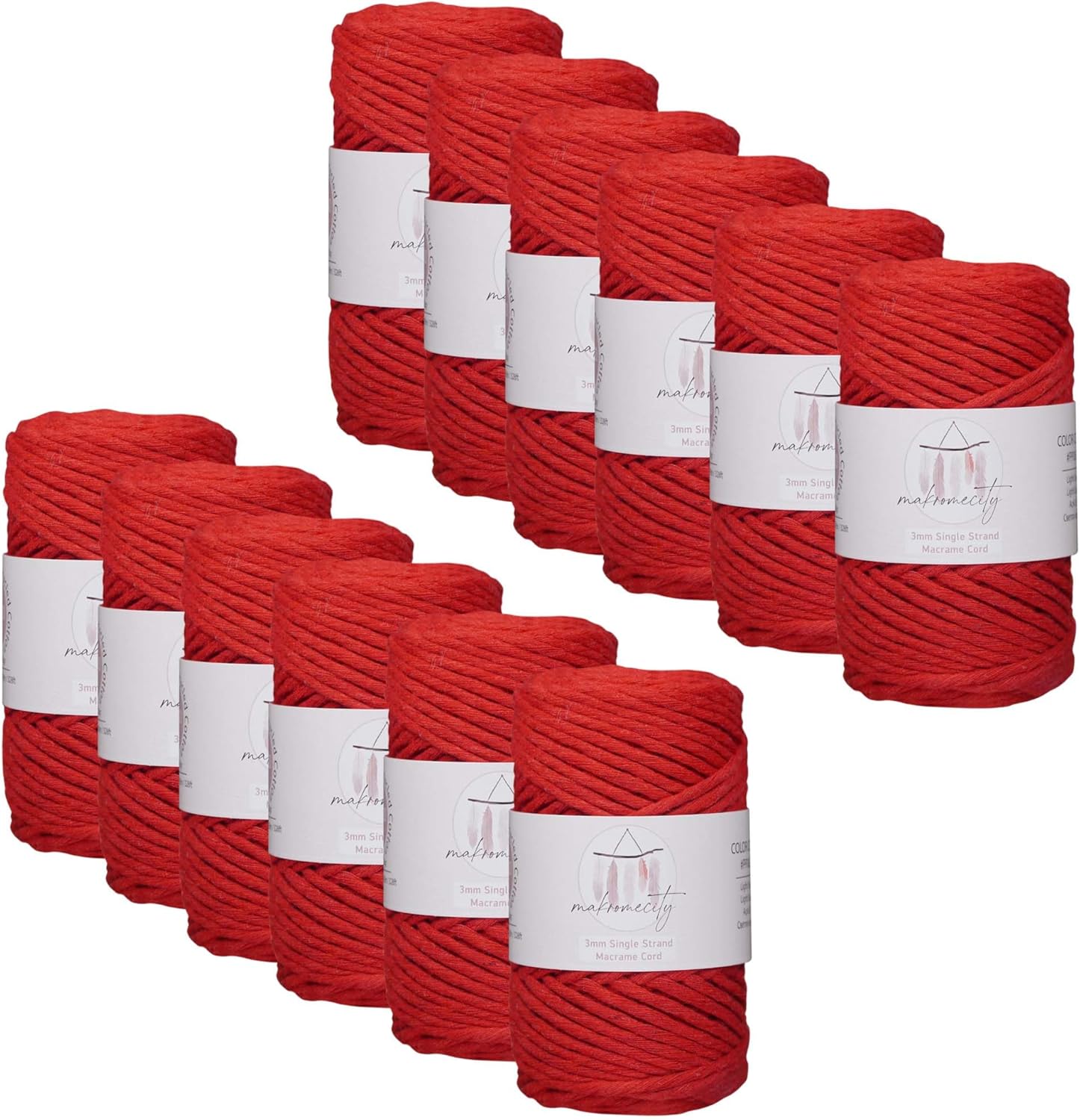 12 Skeins of 3mm Single Strand Macrame Cord for Crafts
