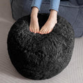 Round Stuffed Pouf Ottoman 20 x 15 in - Fluffy Faux Fur Footstool