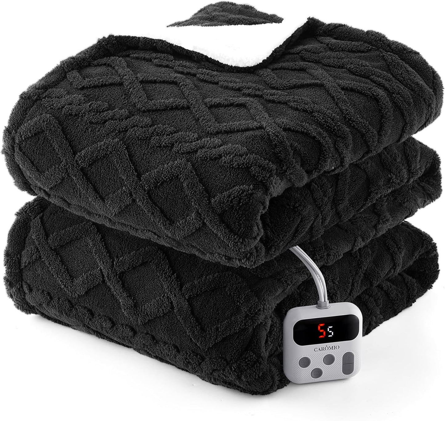 CAROMIO Electric Blanket Full Size - Cozy Heated Sherpa Blanket