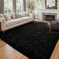 6x9 Ft Large Shag Black Rug for Living Room - Ultra Soft Comfort