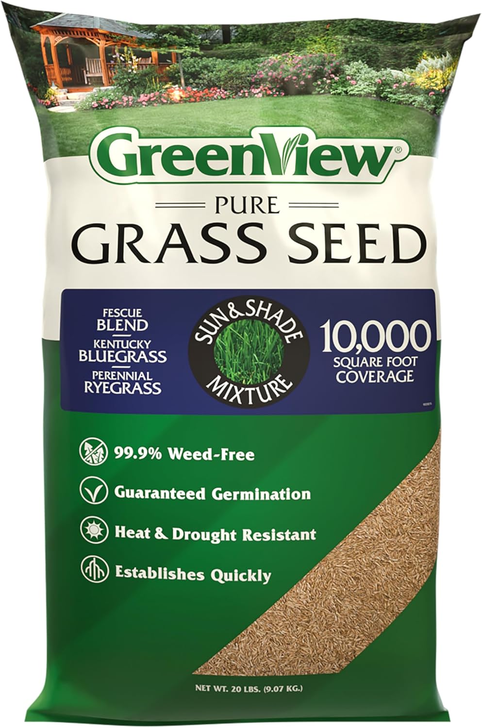 GreenView Pure Grass Seed Sun & Shade Mixture for Lush Lawns