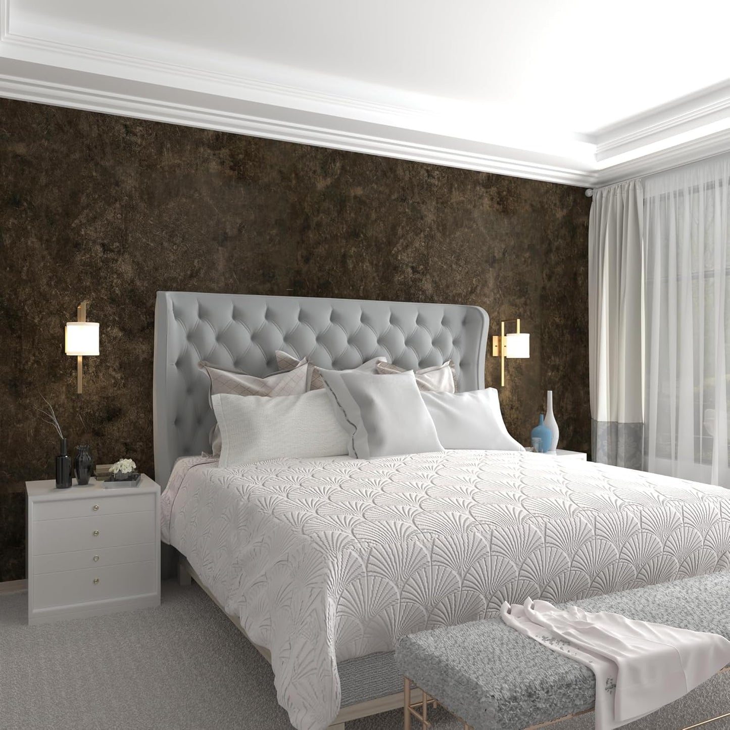 Large Size Dark Brown Grey Concrete Wallpaper for Easy Decor