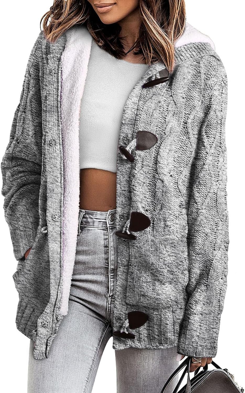 Flattering Fleece Lined Cardigan for Women - Cozy Winter Style