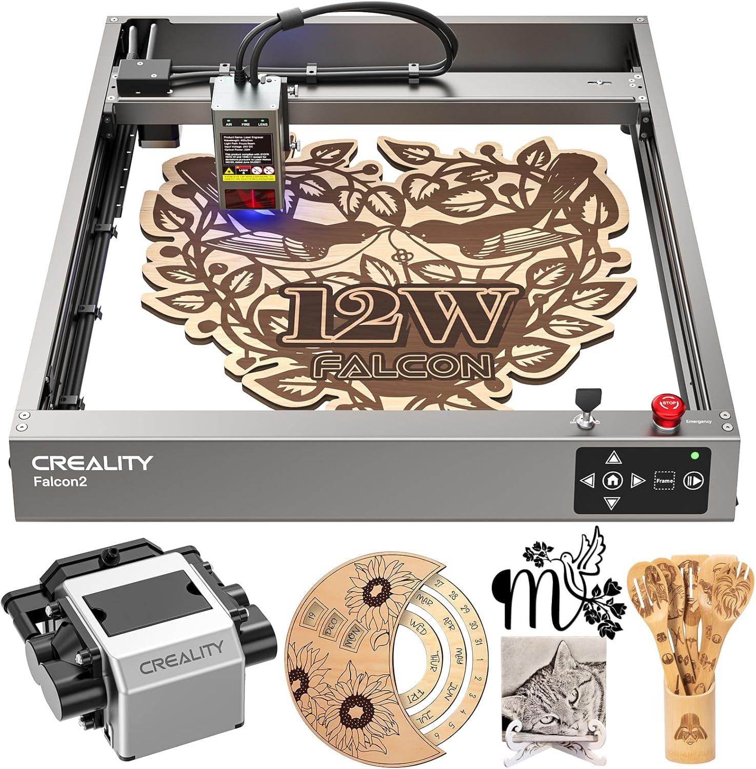 12W Laser Engraver Machine with Air Assist for DIY Projects