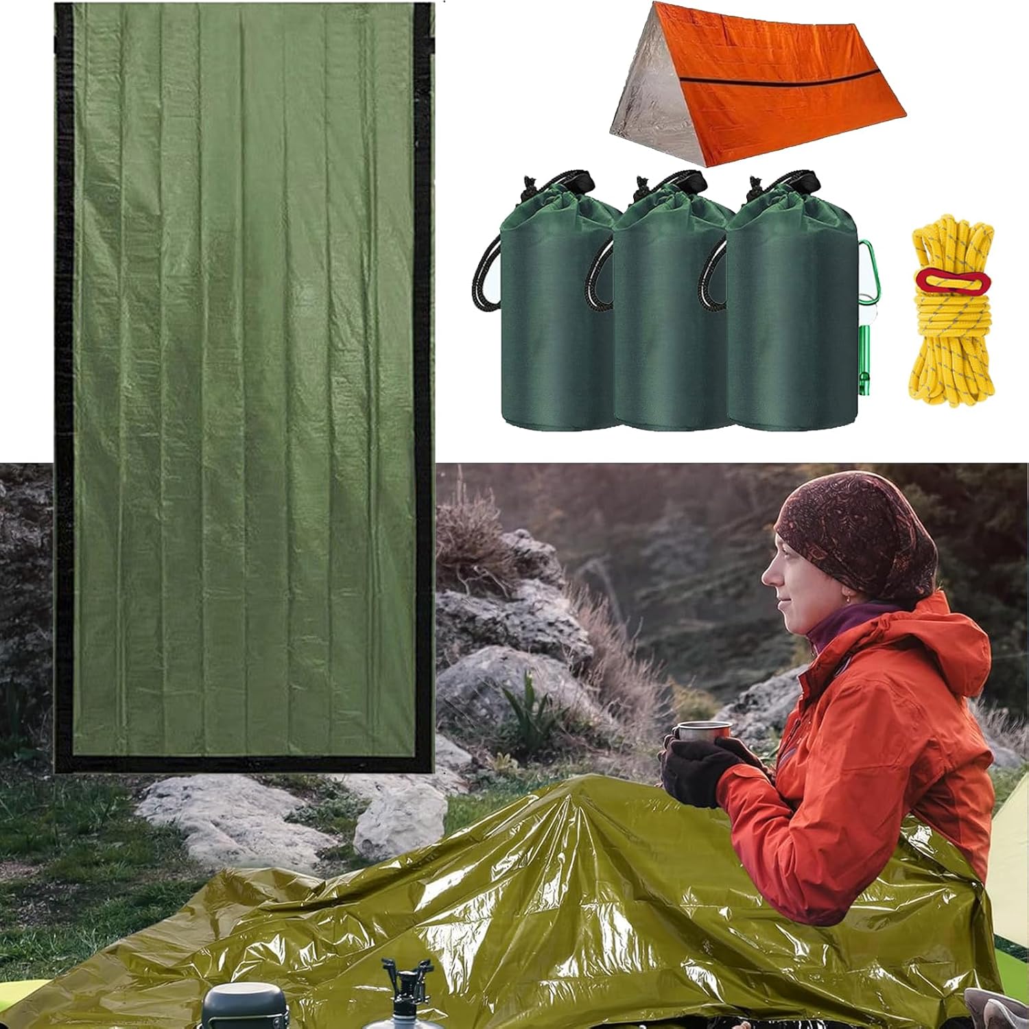 Pocket-Sized Thermal Emergency Sleeping Bags - 6 Pack