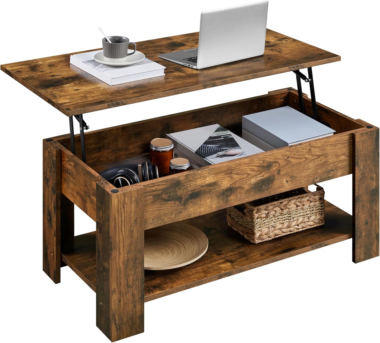 Yaheetech Vintage Coffee Table with Lift Top and Storage